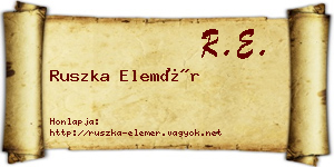 Ruszka Elemér névjegykártya